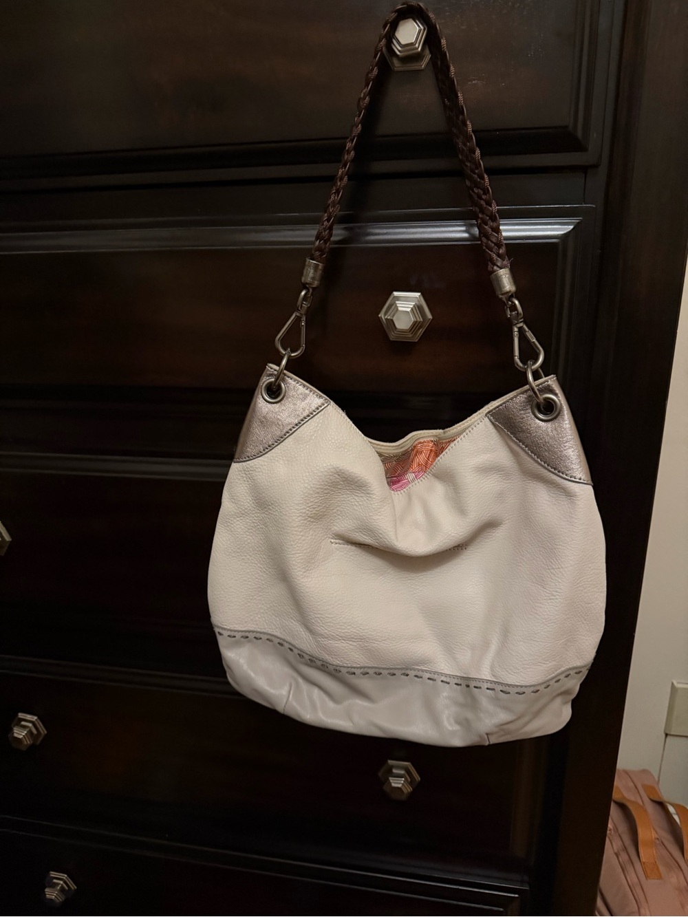 The Sak Cream and Brown Braided-Handle Shoulder Bag